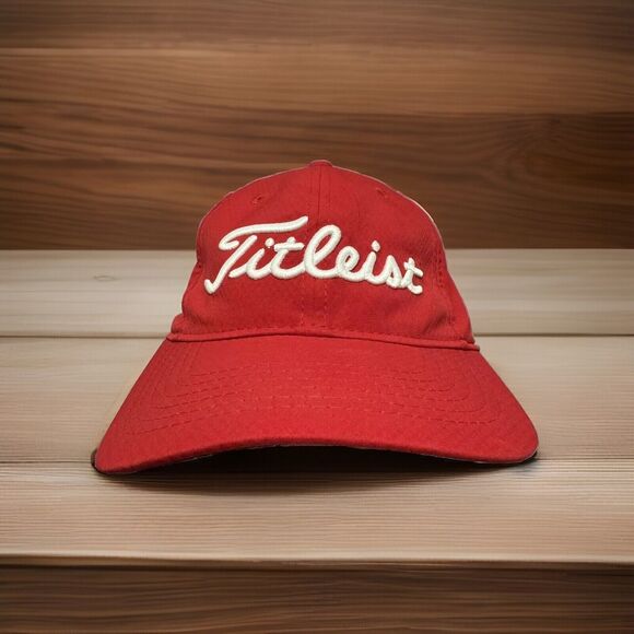 Red Titleist Hat JW Powerline Adjustable Strapback Golf Cap Wind Oil Electric - Picture 1 of 7